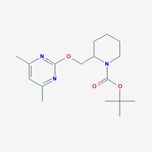tert-Butyl 2-(((4,6-dimethylpyrimidin-2-yl)oxy)methyl)piperidine-1-carboxylate chemical structure (CAS 1261232-32-9)