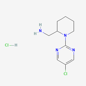 (1-(5-Chloropyrimidin-2-yl)piperidin-2-yl)methanamine hydrochloride chemical structure (CAS 1261234-05-2)