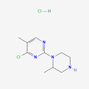 4-Chloro-5-methyl-2-(2-methylpiperazin-1-yl)pyrimidine hydrochloride chemical structure (CAS 1261234-26-7)