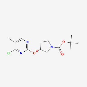 (R)-tert-Butyl 3-((4-chloro-5-methylpyrimidin-2-yl)oxy)pyrrolidine-1-carboxylate chemical structure (CAS 1261235-31-7)