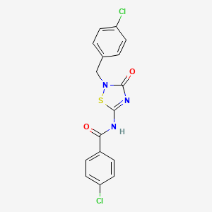 4-Chloro-N-(2-(4-chlorobenzyl)-3-oxo-2,3-dihydro-1,2,4-thiadiazol-5-yl)benzamide chemical structure (CAS 1261289-04-6)