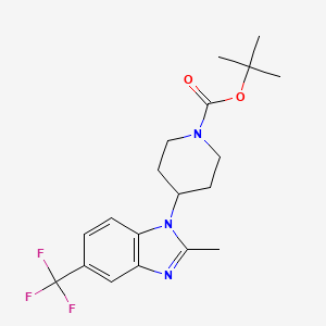 tert-Butyl 4-(2-methyl-5-(trifluoromethyl)-1H-benzo[d]imidazol-1-yl)piperidine-1-carboxylate chemical structure (CAS 1262400-72-5)