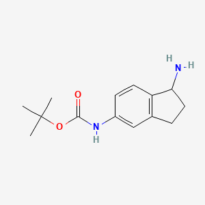 tert-Butyl N-(1-amino-2,3-dihydro-1H-inden-5-yl)carbamate chemical structure (CAS 1262407-92-0)