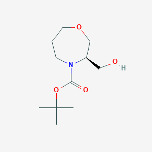 tert-Butyl (R)-3-(hydroxymethyl)-1,4-oxazepane-4-carboxylate chemical structure (CAS 1262409-61-9)