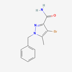 1-Benzyl-4-bromo-5-methyl-1H-pyrazole-3-carboxamide chemical structure (CAS 1262414-75-4)