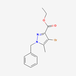Ethyl 1-benzyl-4-bromo-5-methyl-1H-pyrazole-3-carboxylate chemical structure (CAS 1262415-66-6)