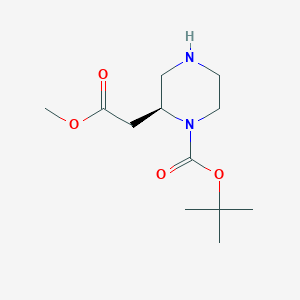 (S)-tert-Butyl 2-(2-methoxy-2-oxoethyl)piperazine-1-carboxylate chemical structure (CAS 1262892-01-2)