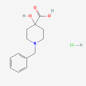 1-Benzyl-4-hydroxypiperidine-4-carboxylic acid hydrochloride chemical structure (CAS 1262988-77-1)