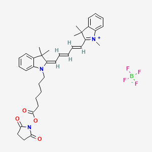 1-(6-((2,5-Dioxopyrrolidin-1-yl)oxy)-6-oxohexyl)-3,3-dimethyl-2-(5-(1,3,3-trimethylindolin-2-ylidene)penta-1,3-dien-1-yl)-3H-indol-1-ium tetrafluoroborate chemical structure (CAS 1263093-76-0)