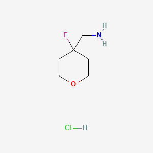 (4-Fluorotetrahydro-2H-pyran-4-yl)methanamine hydrochloride chemical structure (CAS 1263180-53-5)