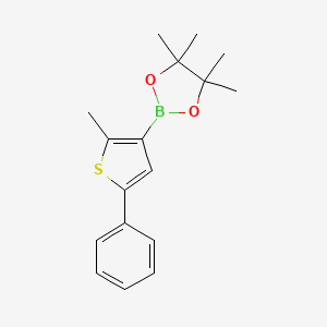 4,4,5,5-Tetramethyl-2-(2-methyl-5-phenylthiophen-3-yl)-1,3,2-dioxaborolane chemical structure (CAS 1263307-42-1)
