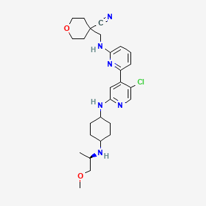 4-(((5'-chloro-2'-(((1R,4r)-4-(((R)-1-methoxypropan-2-yl)amino)cyclohexyl)amino)-[2,4'-bipyridin]-6-yl)amino)methyl)tetrahydro-2H-pyran-4-carbonitrile chemical structure (CAS 1263373-43-8)