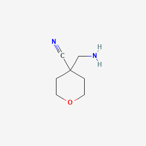 4-(Aminomethyl)tetrahydro-2H-pyran-4-carbonitrile chemical structure (CAS 1263374-32-8)