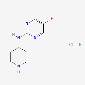 5-Fluoro-N-(piperidin-4-yl)pyrimidin-2-amine hydrochloride chemical structure (CAS 1264035-23-5)