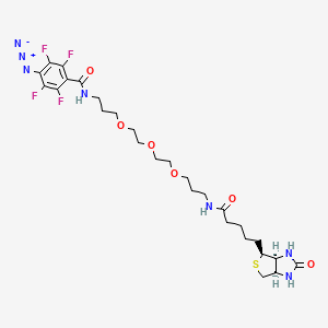 4-Azido-2,3,5,6-tetrafluoro-N-(15-oxo-19-((3aS,4S,6aR)-2-oxohexahydro-1H-thieno[3,4-d]imidazol-4-yl)-4,7,10-trioxa-14-azanonadecyl)benzamide chemical structure (CAS 1264662-85-2)