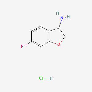 6-Fluoro-2,3-dihydrobenzofuran-3-amine hydrochloride chemical structure (CAS 1266232-14-7)