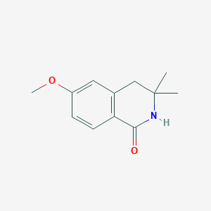 6-Methoxy-3,3-dimethyl-3,4-dihydroisoquinolin-1(2H)-one chemical structure (CAS 1267456-79-0)