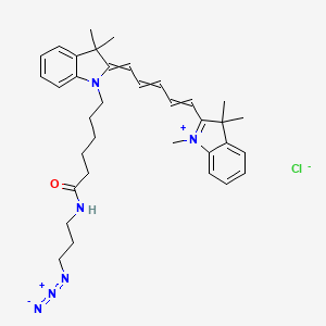 2-(5-(1-(6-((3-Azidopropyl)amino)-6-oxohexyl)-3,3-dimethylindolin-2-ylidene)penta-1,3-dien-1-yl)-1,3,3-trimethyl-3H-indol-1-ium chloride chemical structure (CAS 1267539-32-1)