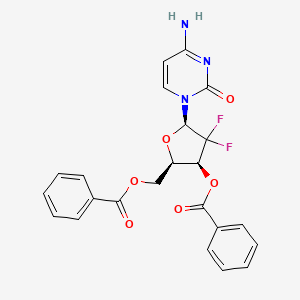 (2R,3S,5R)-5-(4-Amino-2-oxopyrimidin-1(2H)-yl)-2-((benzoyloxy)methyl)-4,4-difluorotetrahydrofuran-3-yl benzoate chemical structure (CAS 1268237-46-2)