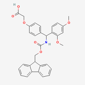 2-(4-(((((9H-Fluoren-9-yl)methoxy)carbonyl)amino)(2,4-dimethoxyphenyl)methyl)phenoxy)acetic acid chemical structure (CAS 126828-35-1)