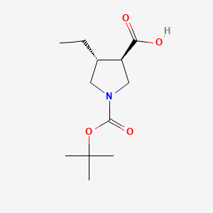 trans-1-(tert-Butoxycarbonyl)-4-ethylpyrrolidine-3-carboxylic acid chemical structure (CAS 1268520-70-2)