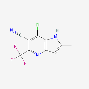 7-Chloro-2-methyl-5-(trifluoromethyl)-1h-pyrrolo[3,2-b]pyridine-6-carbonitrile chemical structure (CAS 1268521-89-6)