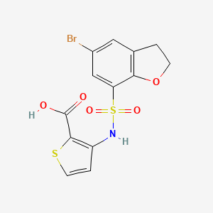 3-((5-Bromo-2,3-dihydrobenzofuran)-7-sulfonamido)thiophene-2-carboxylic acid chemical structure (CAS 1268618-43-4)