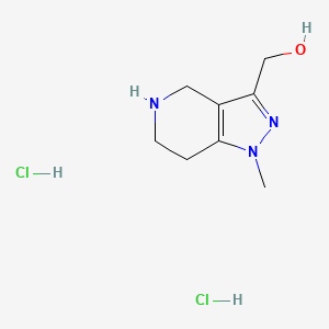 (1-Methyl-4,5,6,7-tetrahydro-1H-pyrazolo[4,3-c]pyridin-3-yl)methanol dihydrochloride chemical structure (CAS 1269106-56-0)