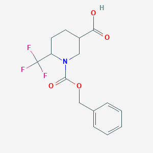 1-((Benzyloxy)carbonyl)-6-(trifluoromethyl)piperidine-3-carboxylic acid chemical structure (CAS 1269755-67-0)