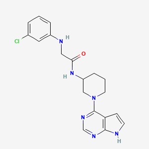 N-(1-(7H-Pyrrolo[2,3-d]pyrimidin-4-yl)piperidin-3-yl)-2-((3-chlorophenyl)amino)acetamide chemical structure (CAS 1270014-40-8)