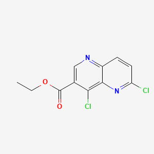 Ethyl 4,6-dichloro-1,5-naphthyridine-3-carboxylate chemical structure (CAS 127094-57-9)