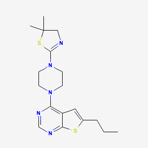 4-(4-(5,5-Dimethyl-4,5-dihydrothiazol-2-yl)piperazin-1-yl)-6-propylthieno[2,3-d]pyrimidine chemical structure (CAS 1271738-62-5)