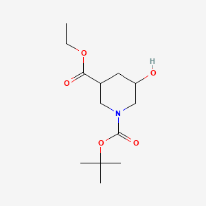 1-(tert-Butyl) 3-ethyl 5-hydroxypiperidine-1,3-dicarboxylate chemical structure (CAS 1272756-00-9)