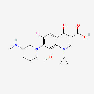 1-Cyclopropyl-6-fluoro-8-methoxy-7-(3-(methylamino)piperidin-1-yl)-4-oxo-1,4-dihydroquinoline-3-carboxylic acid chemical structure (CAS 127294-70-6)