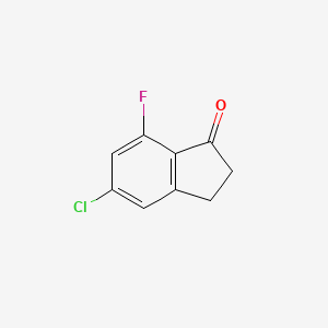 5-Chloro-7-fluoro-2,3-dihydro-1H-inden-1-one chemical structure (CAS 1273613-81-2)
