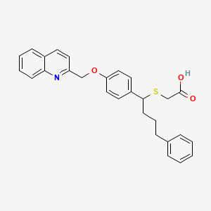 2-((4-Phenyl-1-(4-(quinolin-2-ylmethoxy)phenyl)butyl)thio)acetic acid chemical structure (CAS 127481-29-2)