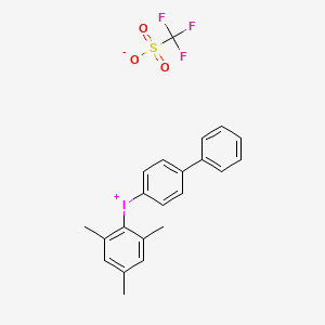 [1,1'-Biphenyl]-4-yl(mesityl)iodonium trifluoromethanesulfonate chemical structure (CAS 1276111-26-2)