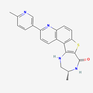(R)-10-Methyl-3-(6-methylpyridin-3-yl)-9,10,11,12-tetrahydro-8H-[1,4]diazepino[5',6':4,5]thieno[3,2-f]quinolin-8-one chemical structure (CAS 1276121-88-0)