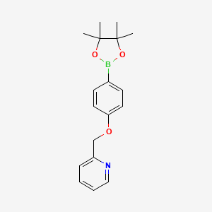 2-((4-(4,4,5,5-Tetramethyl-1,3,2-dioxaborolan-2-yl)phenoxy)methyl)pyridine chemical structure (CAS 1276129-55-5)