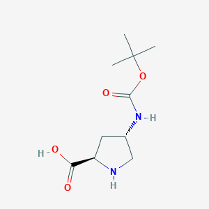 (2R,4S)-4-((tert-Butoxycarbonyl)amino)pyrrolidine-2-carboxylic acid chemical structure (CAS 1279030-48-6)