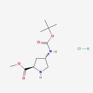 (2R,4S)-Methyl 4-((tert-butoxycarbonyl)amino)pyrrolidine-2-carboxylate hydrochloride chemical structure (CAS 1279032-67-5)