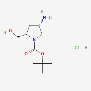(2S,4S)-tert-Butyl 4-amino-2-(hydroxymethyl)pyrrolidine-1-carboxylate hydrochloride chemical structure (CAS 1279037-14-7)