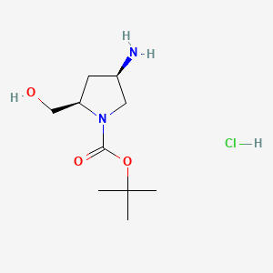 (2R,4R)-tert-Butyl 4-amino-2-(hydroxymethyl)pyrrolidine-1-carboxylate hydrochloride chemical structure (CAS 1279038-50-4)