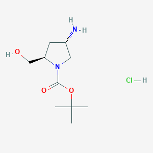 (2R,4S)-tert-Butyl 4-amino-2-(hydroxymethyl)pyrrolidine-1-carboxylate hydrochloride chemical structure (CAS 1279039-34-7)