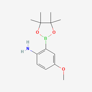 4-Methoxy-2-(4,4,5,5-tetramethyl-1,3,2-dioxaborolan-2-yl)aniline chemical structure (CAS 1279722-88-1)