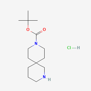 tert-Butyl 2,9-diazaspiro[5.5]undecane-9-carboxylate hydrochloride chemical structure (CAS 1279866-58-8)