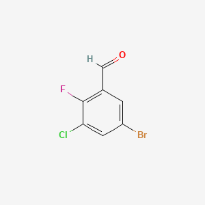 5-Bromo-3-chloro-2-fluorobenzaldehyde chemical structure (CAS 1280786-80-2)