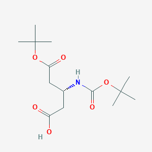 (R)-5-(tert-Butoxy)-3-((tert-butoxycarbonyl)amino)-5-oxopentanoic acid chemical structure (CAS 128135-39-7)