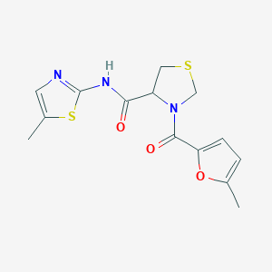 3-(5-Methylfuran-2-carbonyl)-N-(5-methylthiazol-2-yl)thiazolidine-4-carboxamide chemical structure (CAS 1281683-44-0)