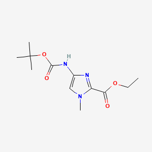 Ethyl 4-((tert-butoxycarbonyl)amino)-1-methyl-1H-imidazole-2-carboxylate chemical structure (CAS 128293-63-0)